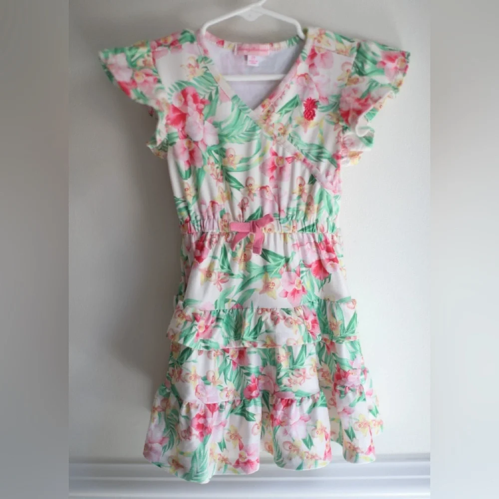 Tommy Bahama Girls Tropical Floral Dress | Ruffle Hem | Cruise & Summer Ready